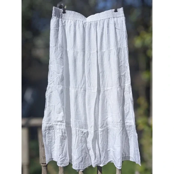 NWT 18/20 Cato Plus Sportswear White Swiss Dot Tiered Maxi Skirt Womens  Boho - Picture 5 of 6